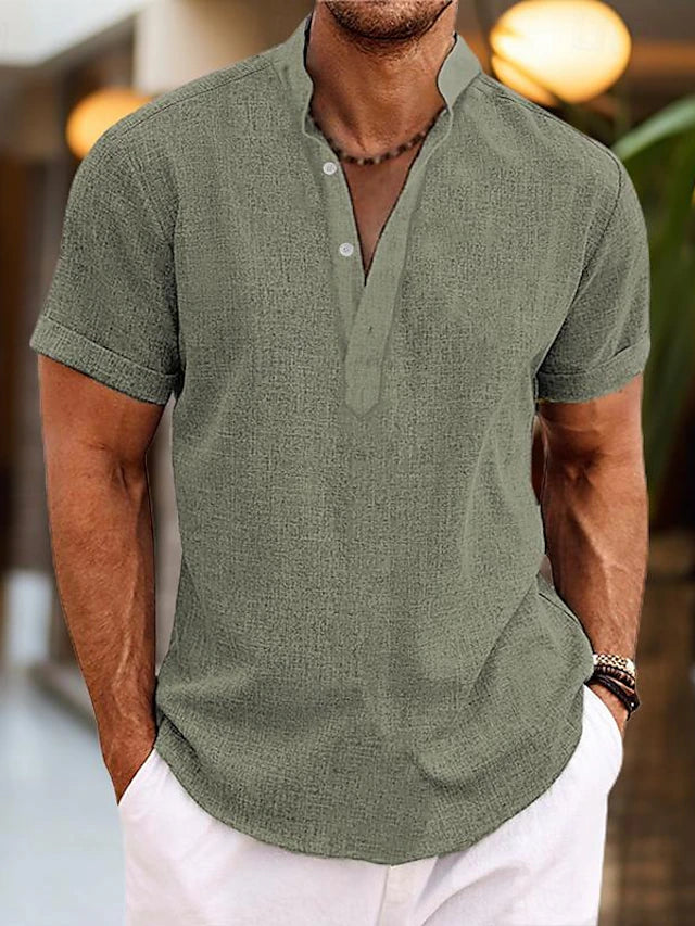 Chemise Henley Homme Manches Courtes