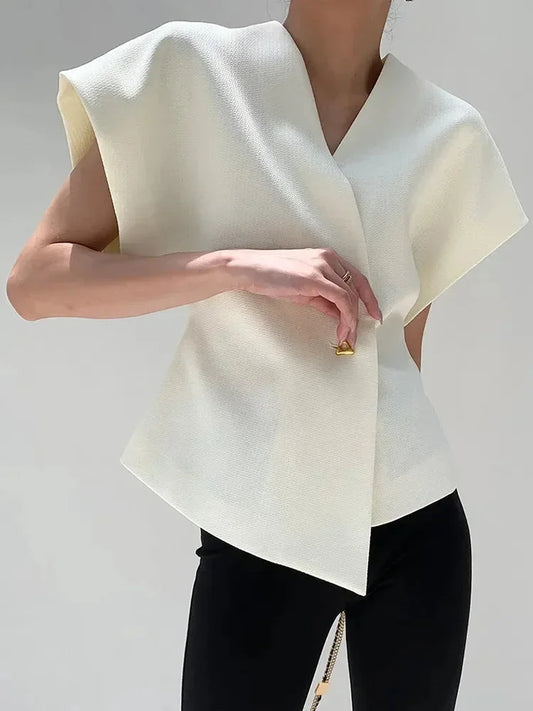 Blouse Cache-Cœur Femme Manches Sculptées