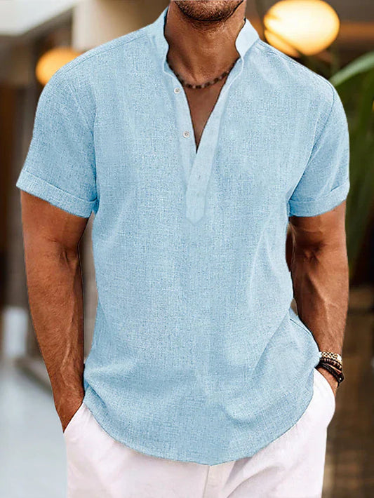 Chemise Henley Homme Manches Courtes