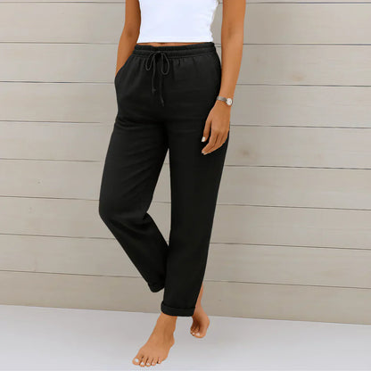 Pantalon Femme Lin Stretch Taille Élastique