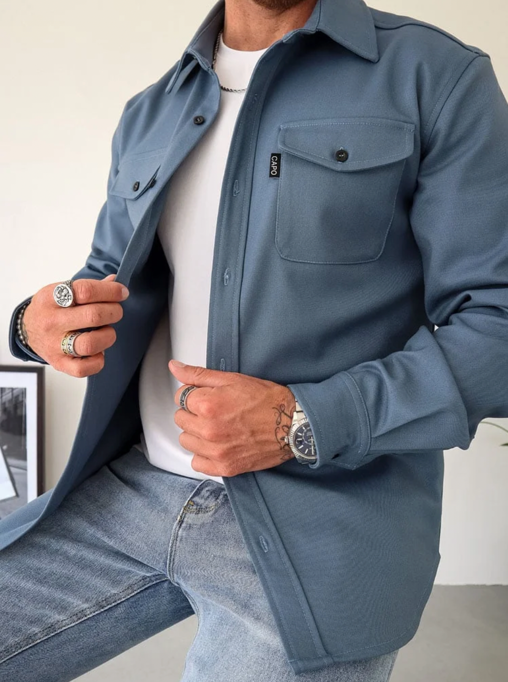 Surchemise Homme Boutonnée avec Poches