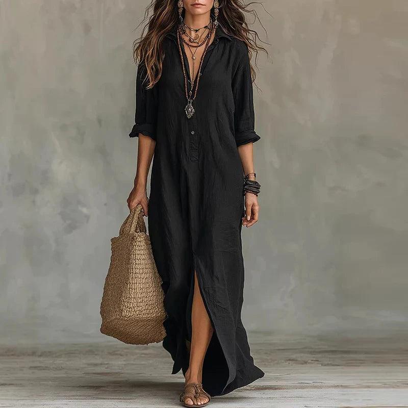 Robe Chemise Longue Femme Bohème Chic