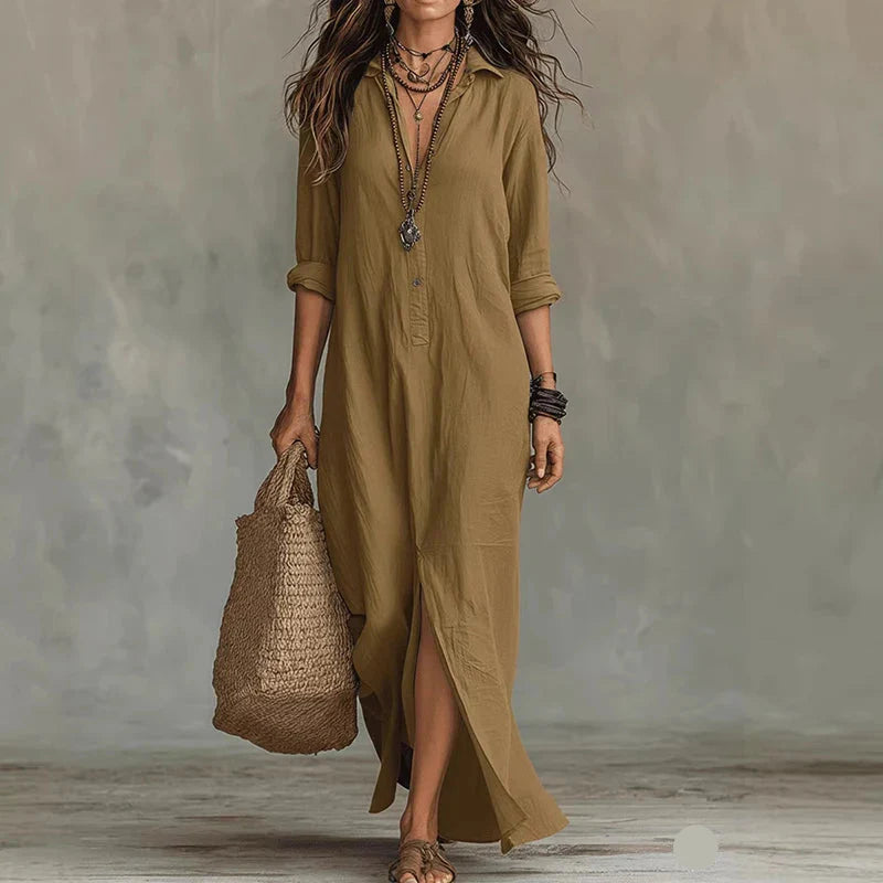 Robe Chemise Longue Femme Bohème Chic