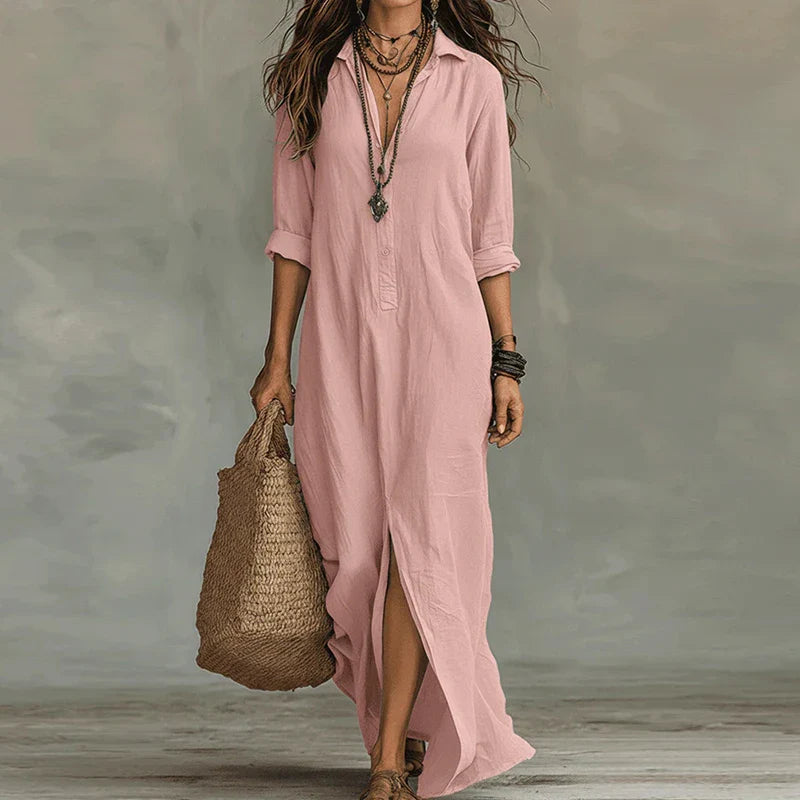 Robe Chemise Longue Femme Bohème Chic