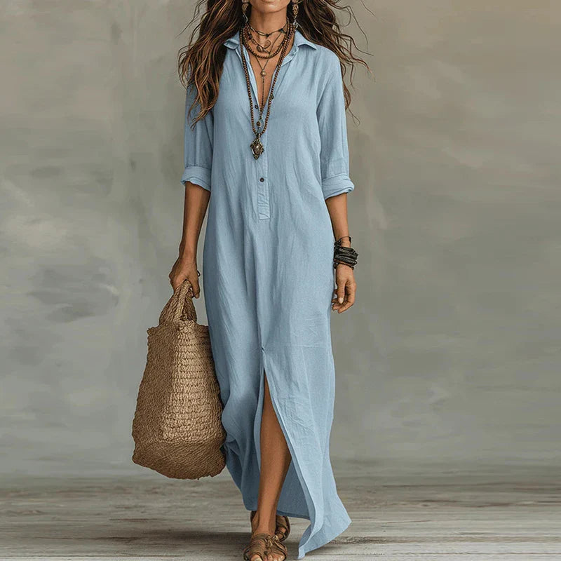 Robe Chemise Longue Femme Bohème Chic