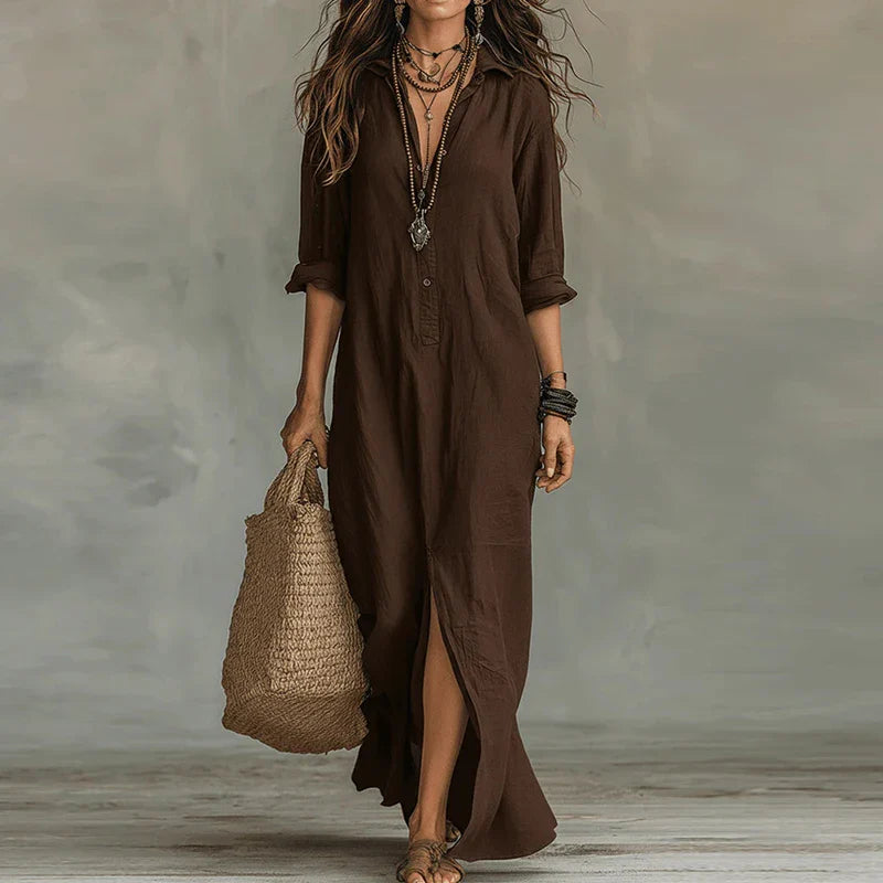 Robe Chemise Longue Femme Bohème Chic