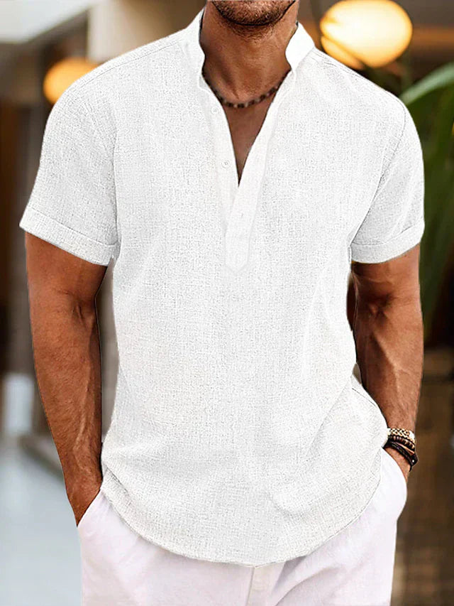 Chemise Henley Homme Manches Courtes