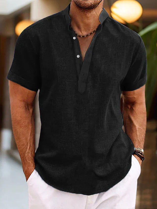 Chemise Henley Homme Manches Courtes
