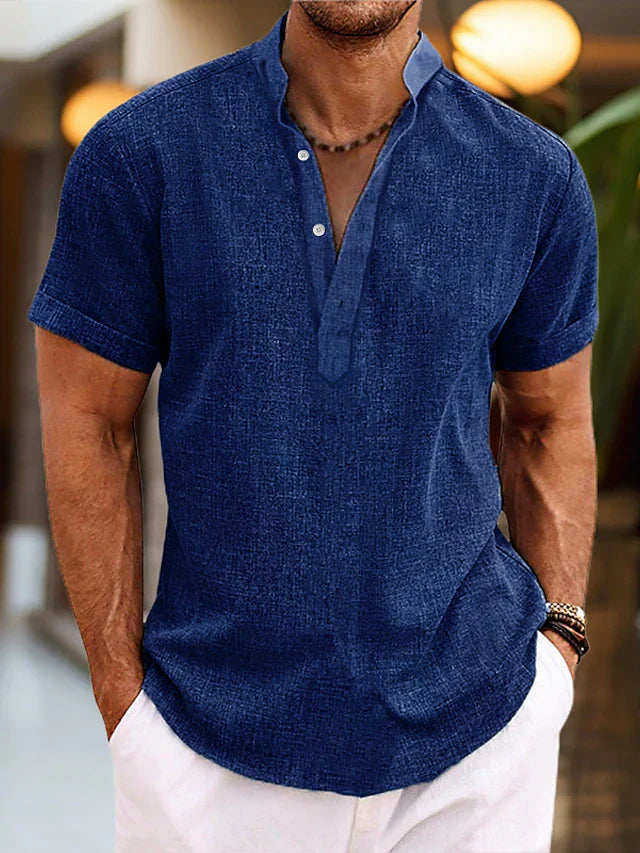 Chemise Henley Homme Manches Courtes