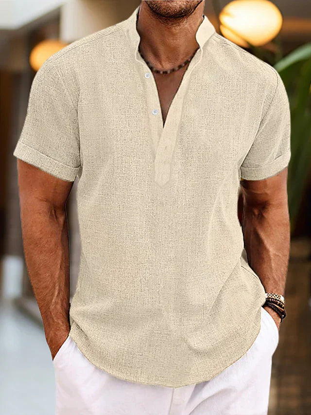 Chemise Henley Homme Manches Courtes