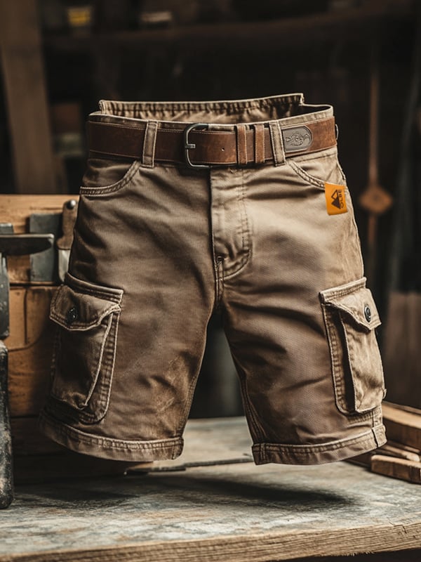 Short Cargo Homme Vintage avec Ceinture