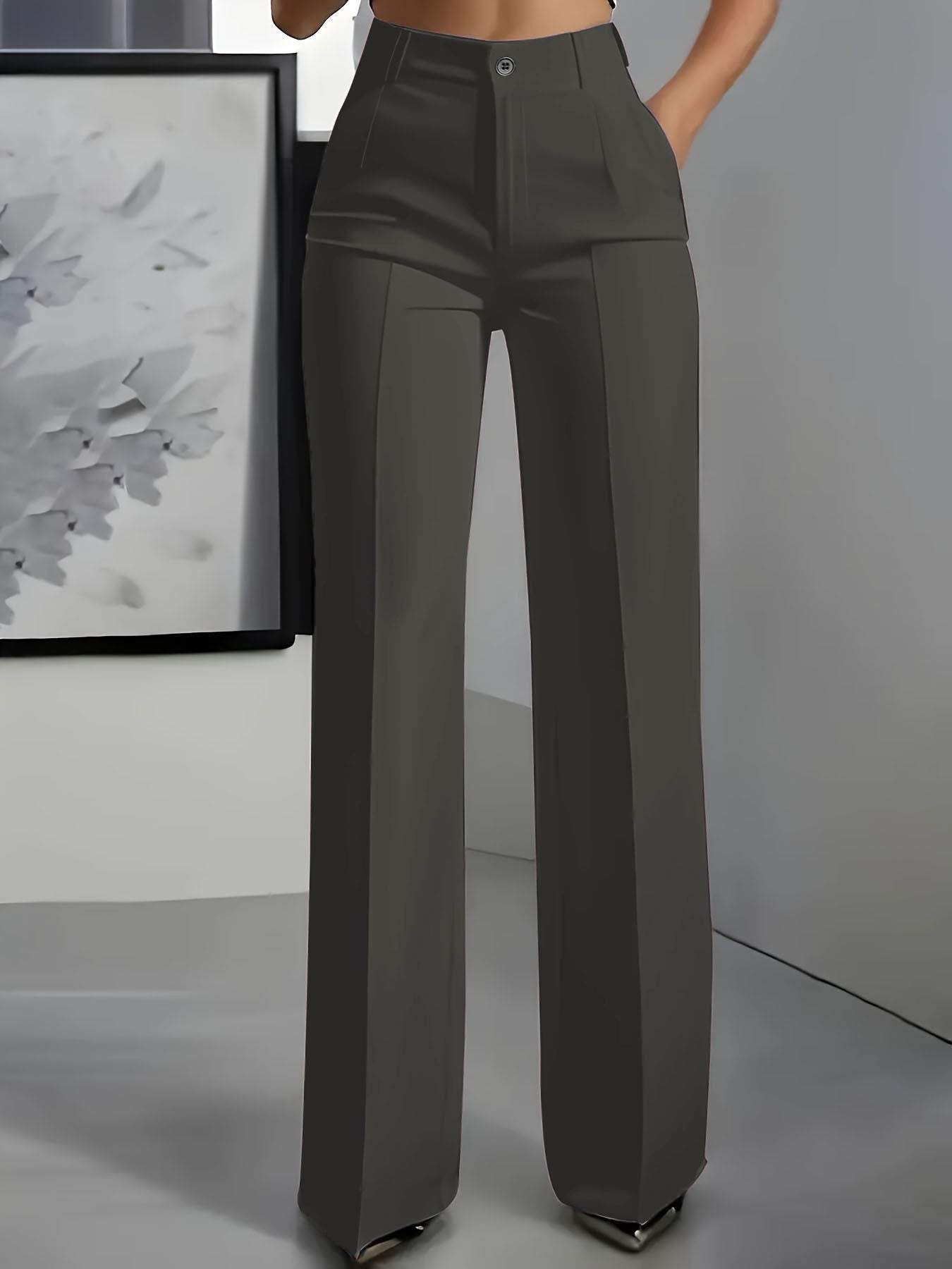Pantalon Femme Taille Haute Coupe Droite