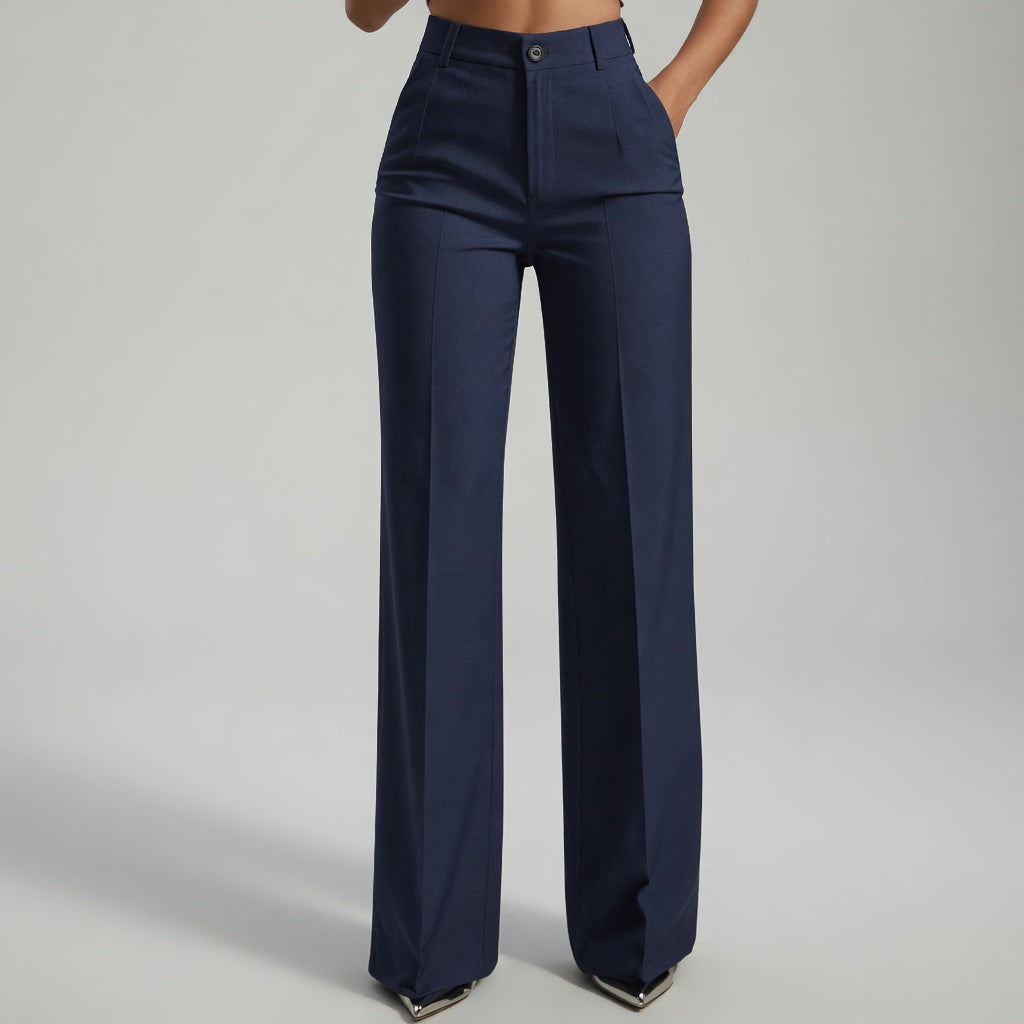 Pantalon Femme Taille Haute Coupe Droite