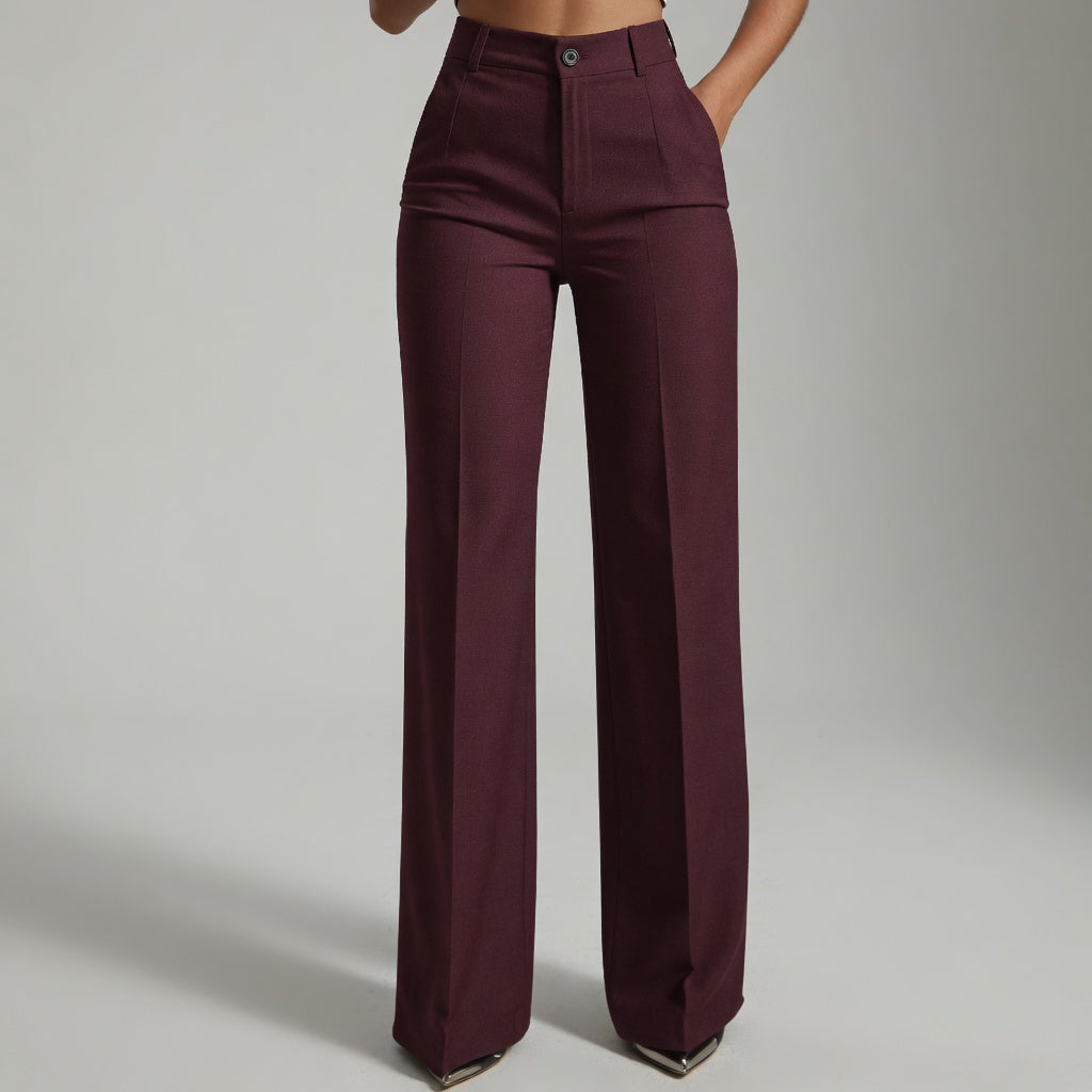 Pantalon Femme Taille Haute Coupe Droite