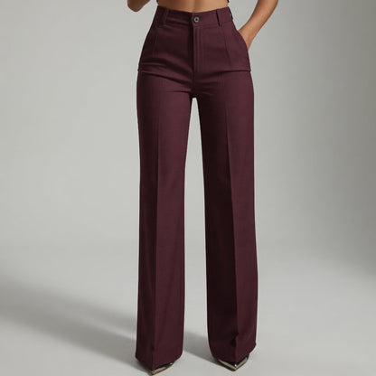 Pantalon Femme Taille Haute Coupe Droite