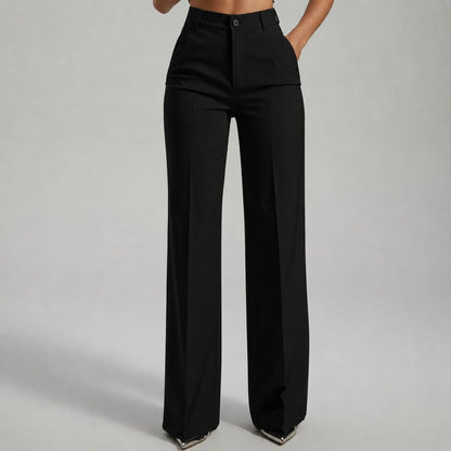 Pantalon Femme Taille Haute Coupe Droite