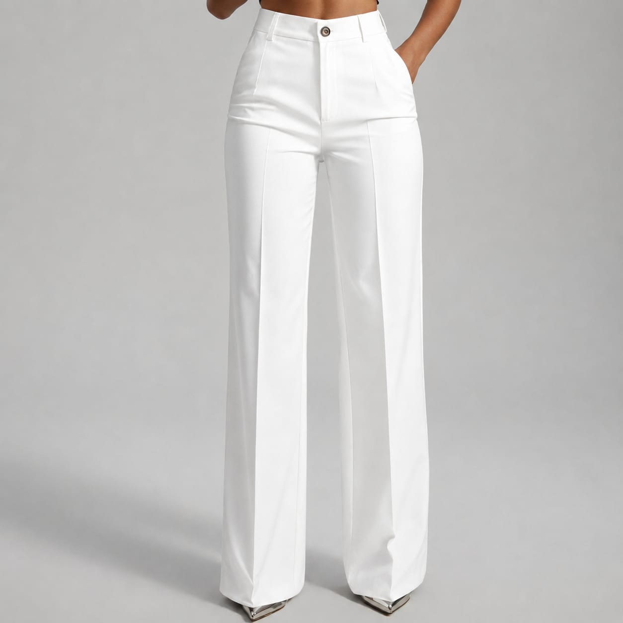 Pantalon Femme Taille Haute Coupe Droite