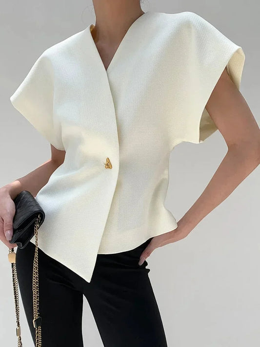 Blouse Cache-Cœur Femme Manches Sculptées