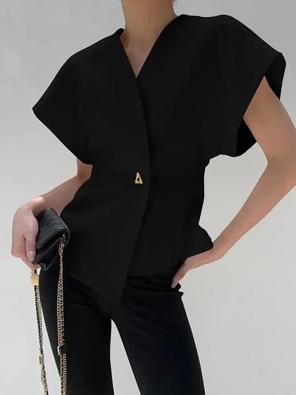 Blouse Cache-Cœur Femme Manches Sculptées