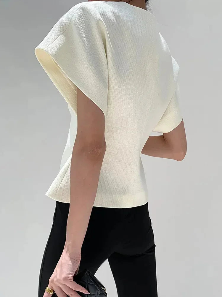 Blouse Cache-Cœur Femme Manches Sculptées