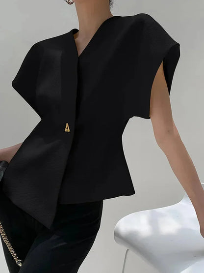 Blouse Cache-Cœur Femme Manches Sculptées
