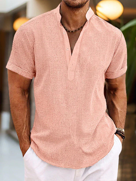 Chemise Henley Homme Manches Courtes