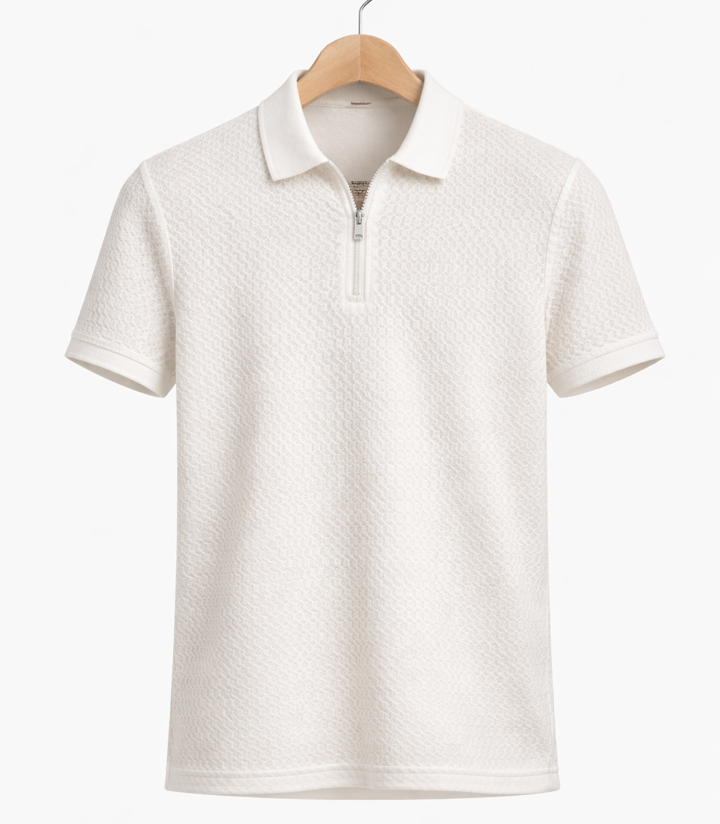 Polo Zippé Homme Maille Texturée