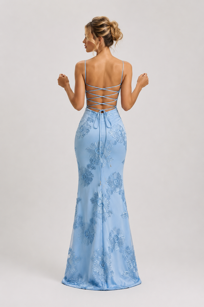Robe Longue Bustier à Bretelles Fines