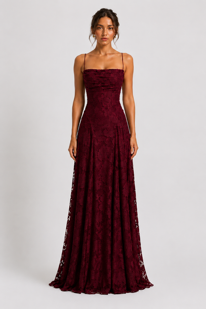 Robe Longue Élégante en Dentelle à Dos Nu