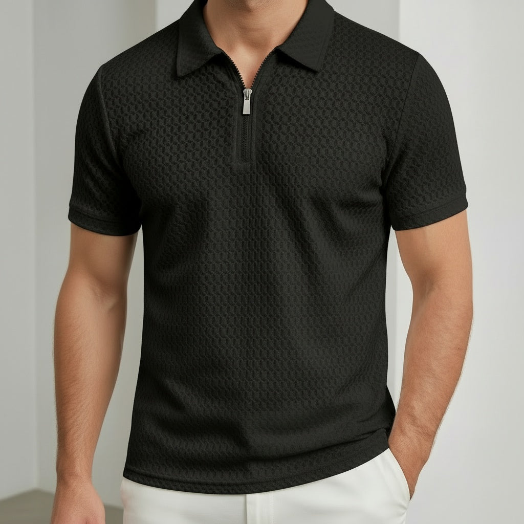 Polo Zippé Homme Maille Texturée