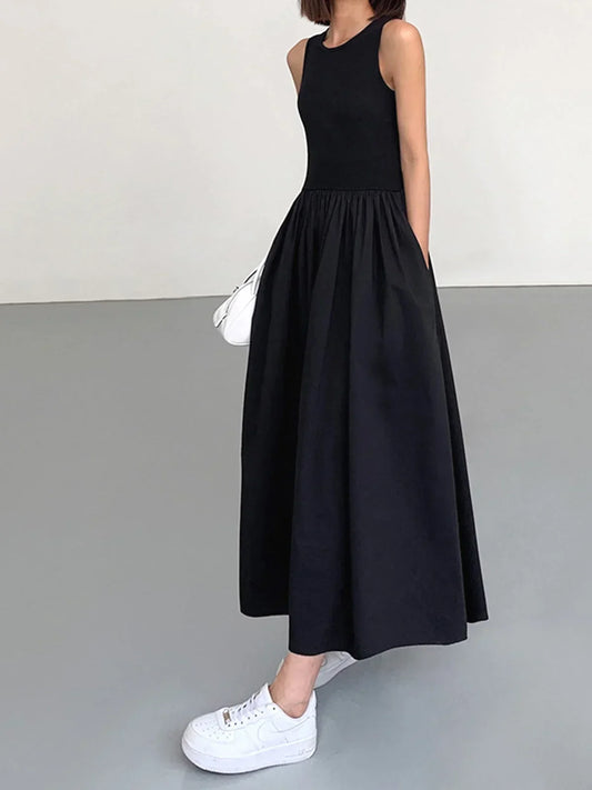 Robe Midi Femme Sans Manches Froncée