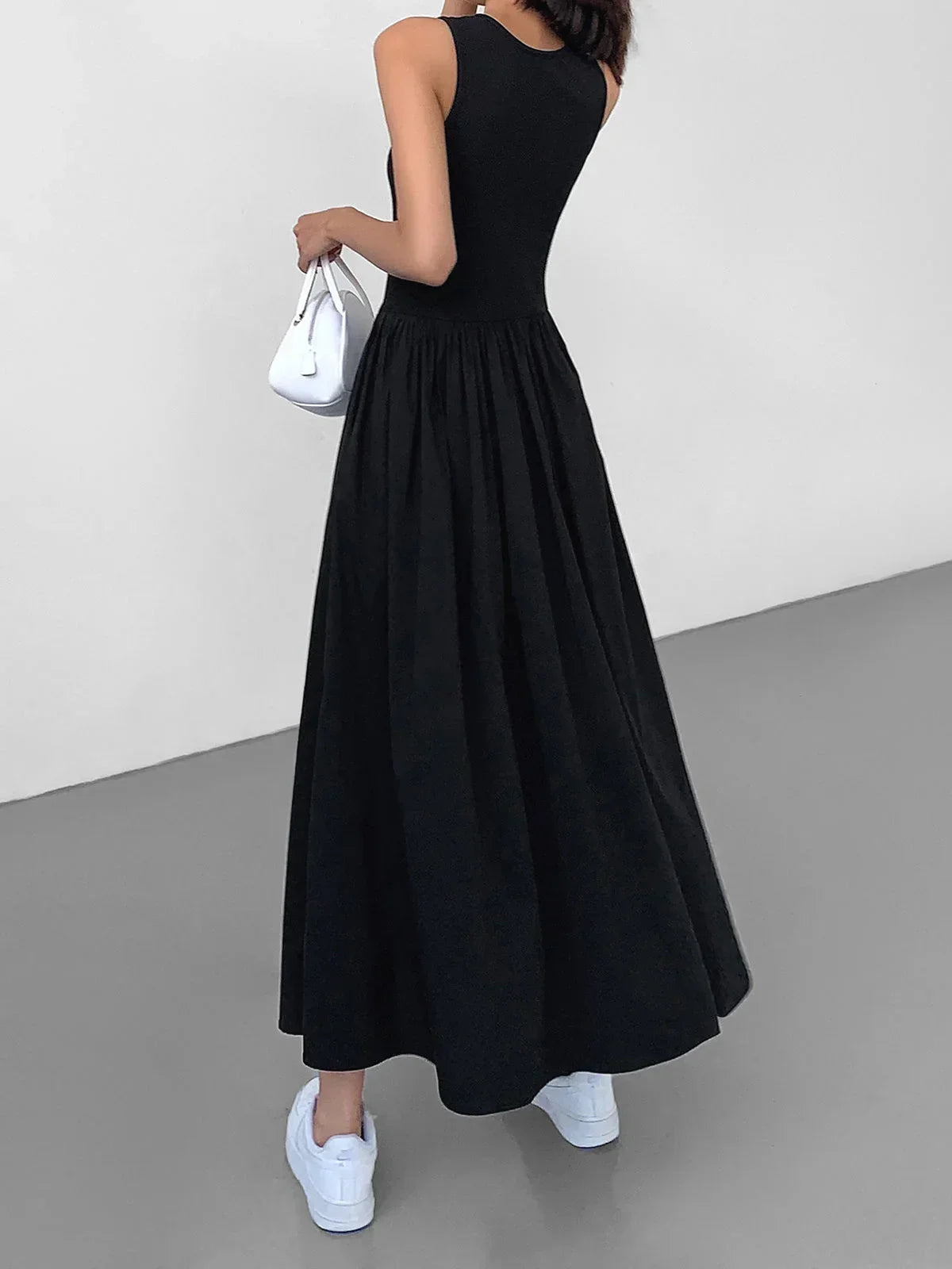 Robe Midi Femme Sans Manches Froncée