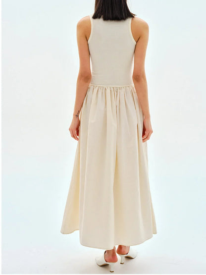 Robe Midi Femme Sans Manches Froncée
