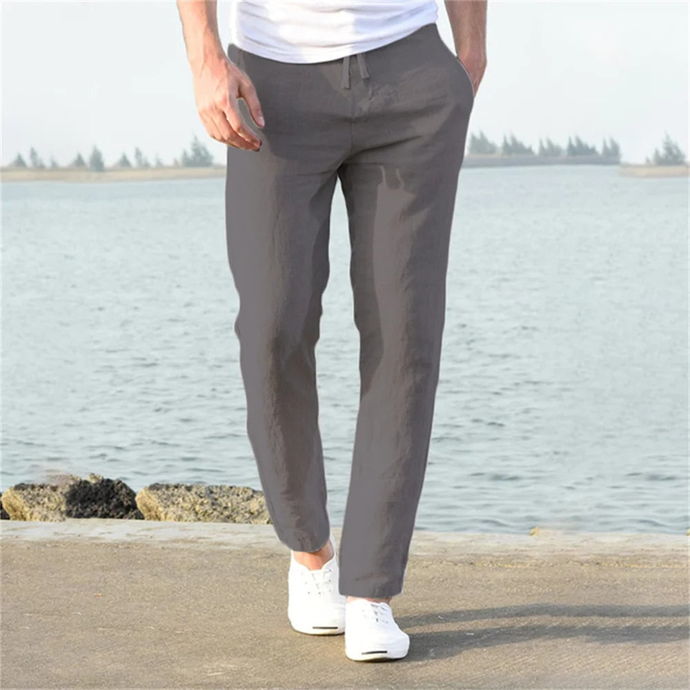 Pantalon Léger Homme Lin Coton Été