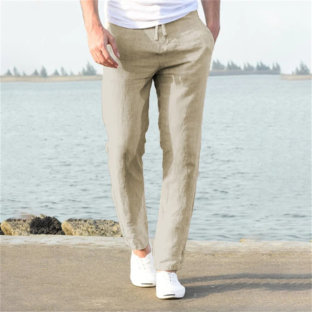 Pantalon Léger Homme Lin Coton Été
