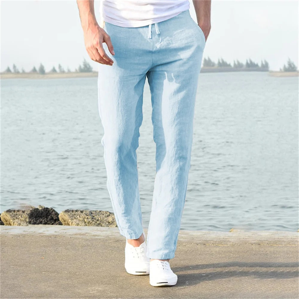 Pantalon Léger Homme Lin Coton Été