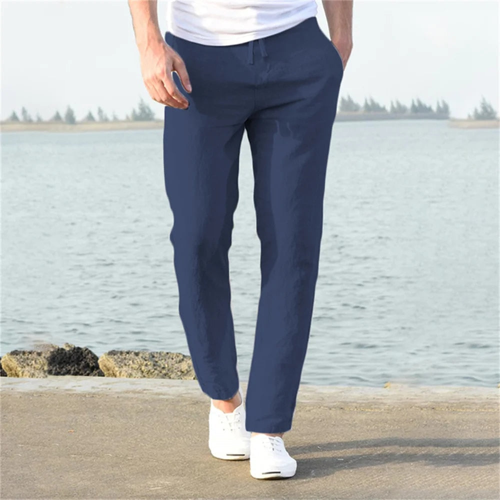 Pantalon Léger Homme Lin Coton Été