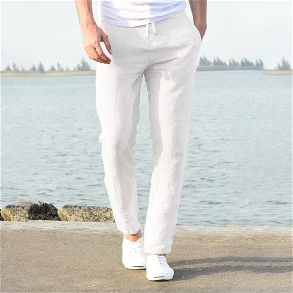 Pantalon Léger Homme Lin Coton Été